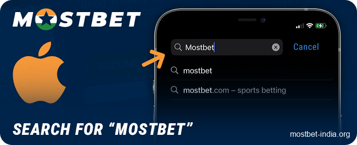 Use the App Store search for the Mostbet casino